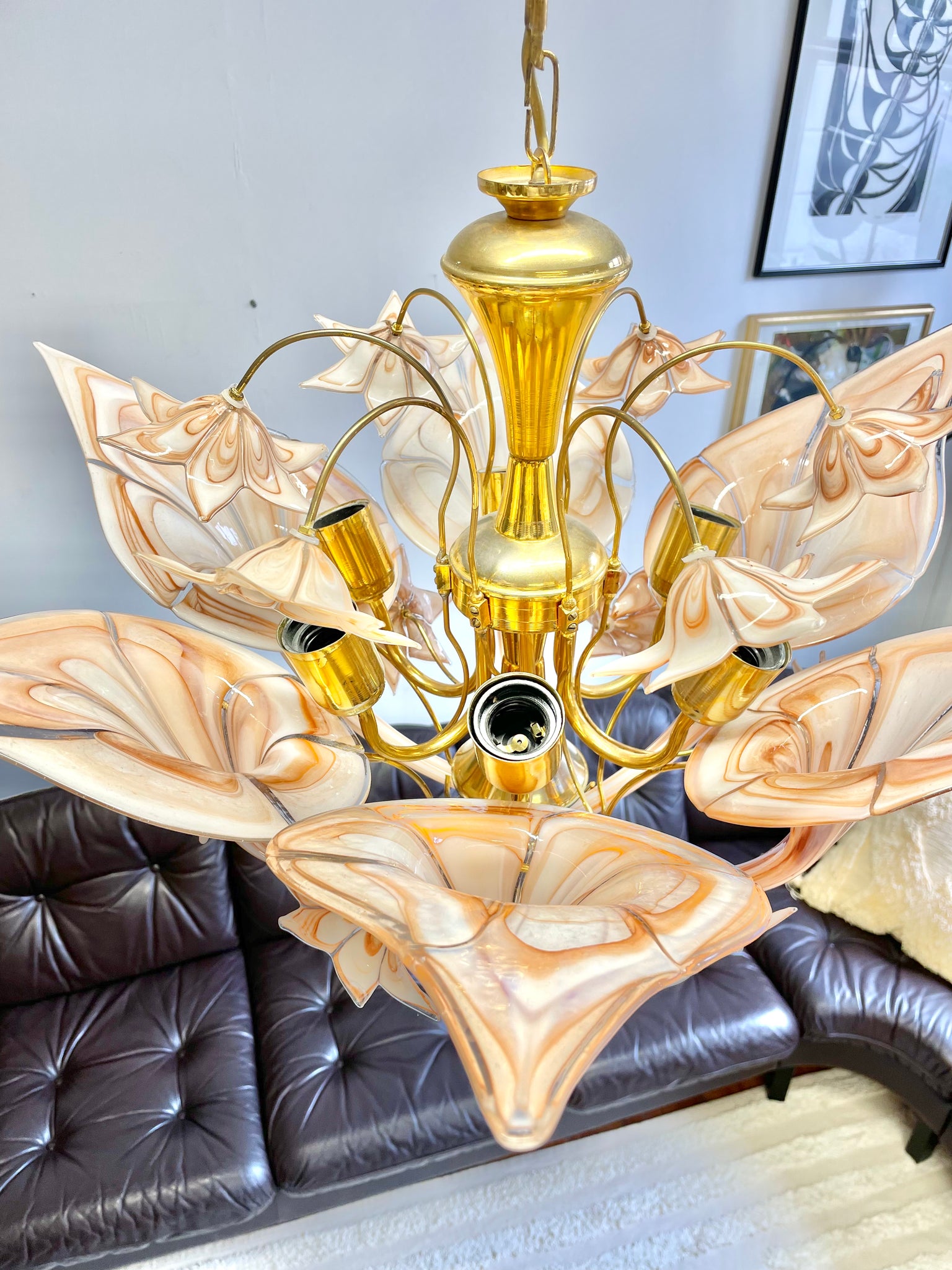 Vintage Murano Taklampa Lily